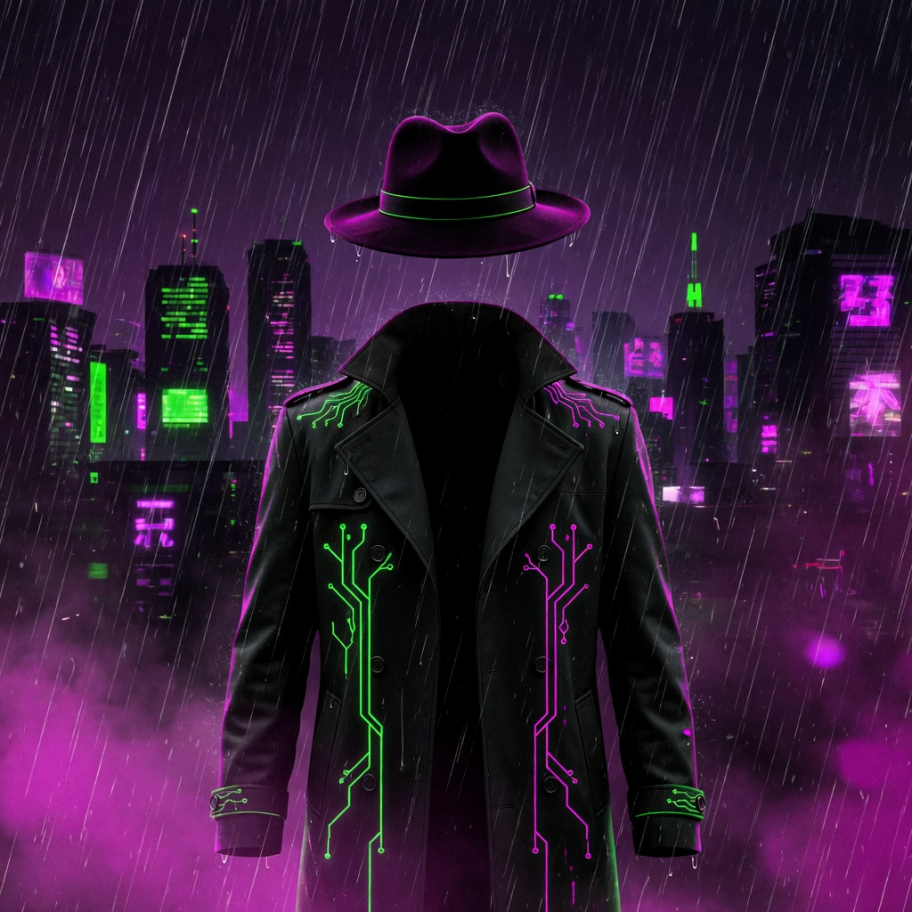 Trench Coat cyberpunk hero art